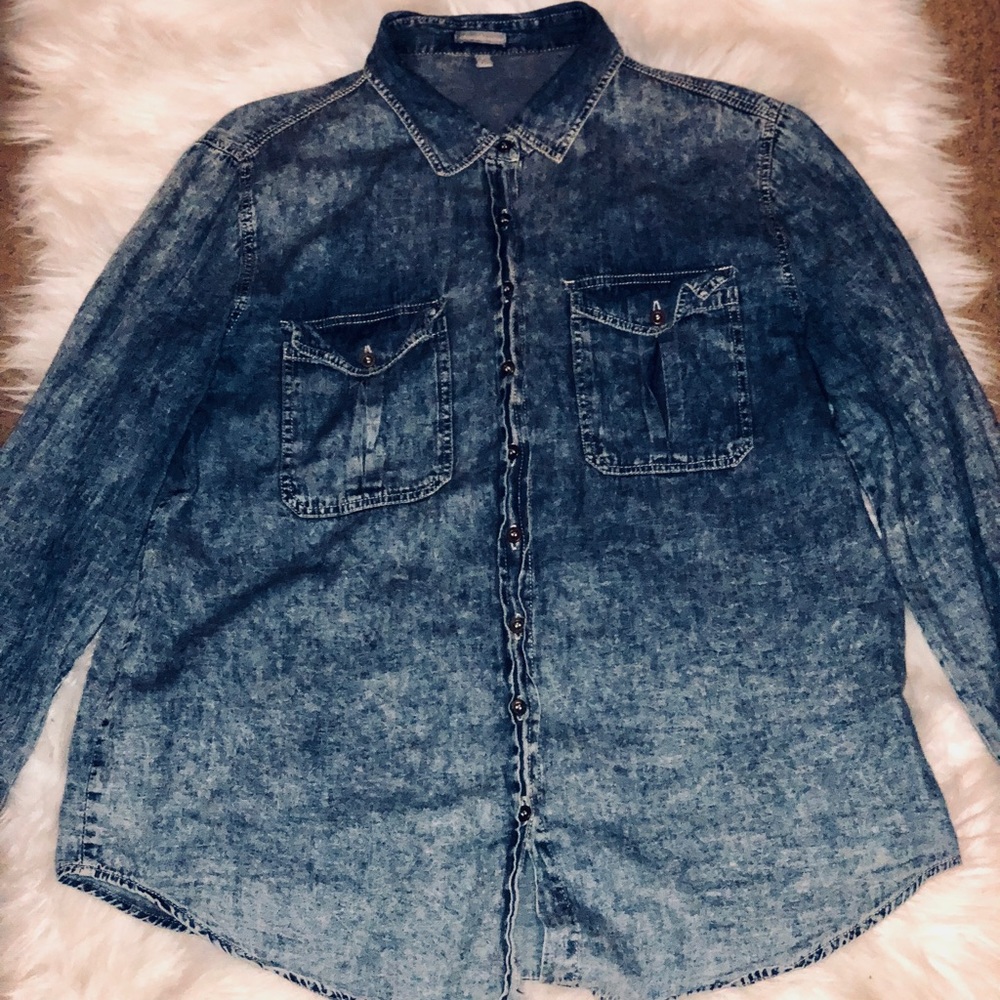 Charlotte Russe acid wash denim shirt